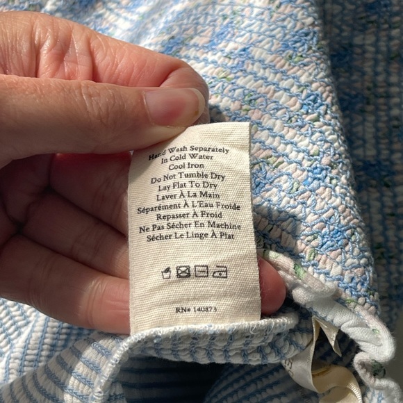 NEW LOVESHACKFANCY Roux Smocked Floral Skirt POWDER BLUE Ruffle Edge Large - Picture 9 of 10